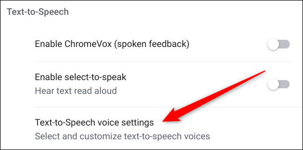 Cambie el tono, la velocidad y la configuración de voz cuando haga clic en Configuración de voz de texto a voz