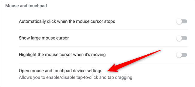 Cambie aún más configuraciones de mouse y panel táctil cuando haga clic en Abrir configuración de dispositivo de mouse y panel táctil