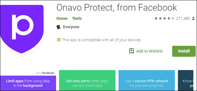 Onavo Protect обява в Google Play