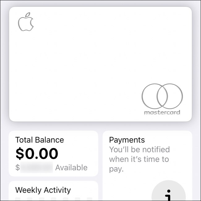 iPhone Apple Wallet Interface en la aplicación Wallet