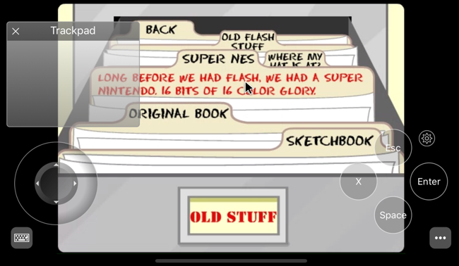 Trackpad en gamepad weergegeven als overlay op Flash Player
