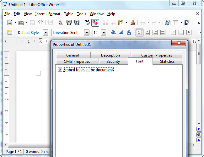 LibreOffice ฝัง-อักษร