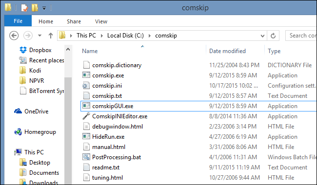 Comskip-folder