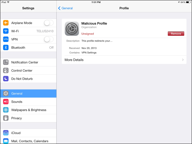 remove-yapılandırma-profil-on-ipad