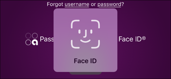 iPhone의 온라인 뱅킹 앱에 대한 Face ID 프롬프트.