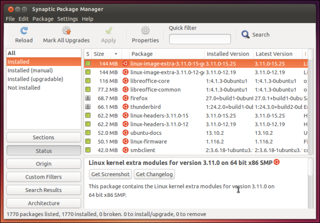 synaptische-sort-geïnstalleerde-packages-by-size