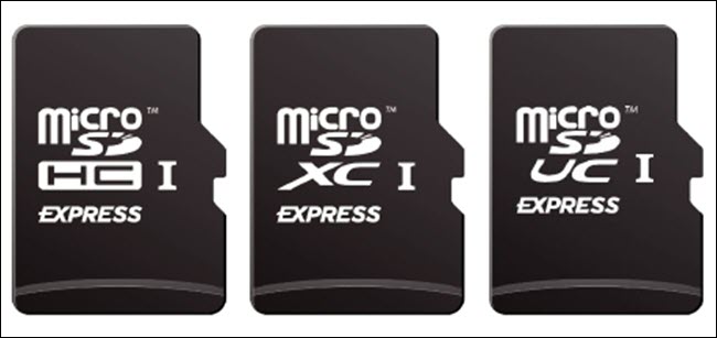 três cartões express microsd