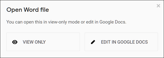 Scegli di visualizzare il file Word o modificarlo in Google Documenti