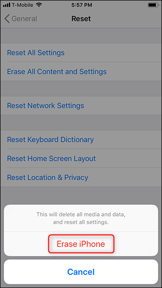 Πατήστε Διαγραφή iPhone.