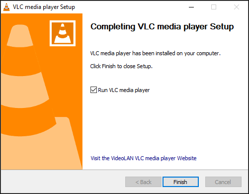 Iniciando o VLC após uma instalação