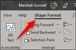 Válassza a Shape Format fület