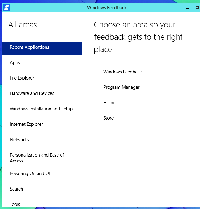 windows-feedback-app-choose-feedback-περιοχή